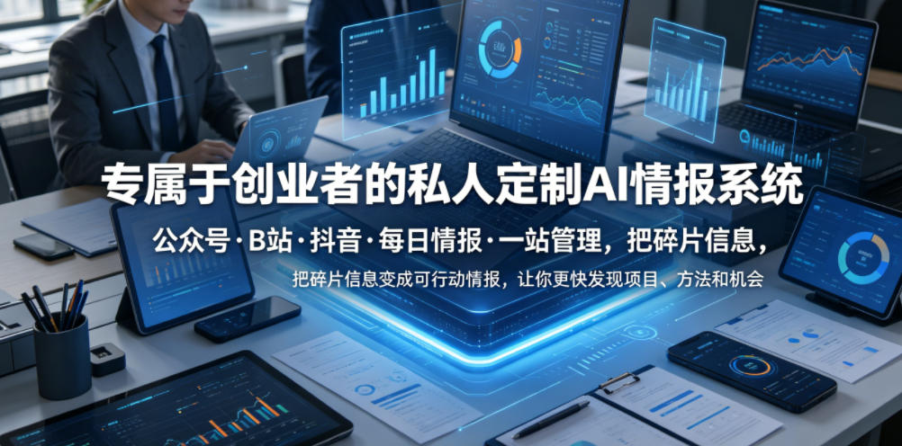 专属于创业者的私人定制AI情报系统，公众号·B站·抖音·每日情报·一站管理，把碎片信息变成可行动情报，让你更快发现项目、方法和机会-智点网