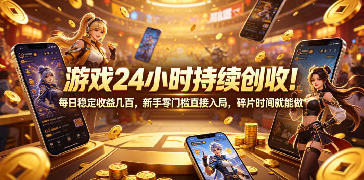 游戏24小时持续创收！每日稳定收益几百，新手零门槛直接入局，碎片时间就能做【揭秘】-智点网