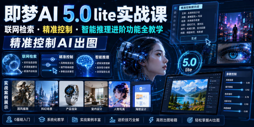 即梦AI 5.0 lite实战课，联网检索・精准控制・智能推理进阶功能全教学，精准控制AI出图-智点网