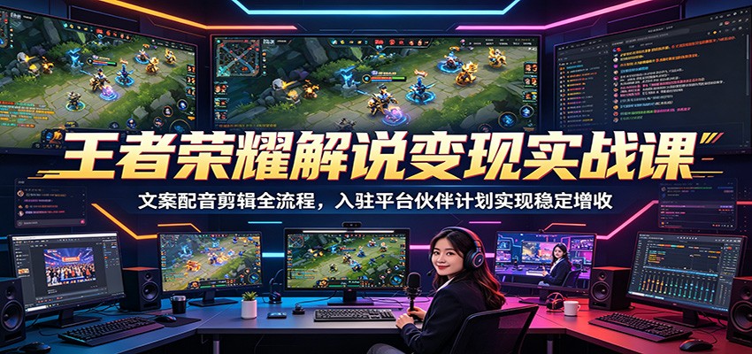 王者荣耀解说变现实战课：文案配音剪辑全流程，入驻平台伙伴计划实现稳定增收-智点网