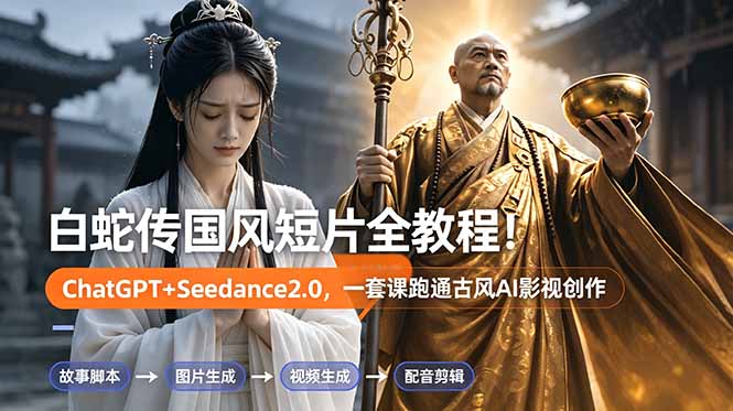 白蛇传-国风短片全教程！ChatGPT+Seedance2.0，一套课跑通古风AI影视创作-智点网