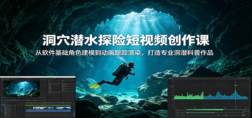 洞穴潜水探险短视频创作课:从软件基础角色建模到动画跟踪渲染,打造专业洞潜科普作品-智点网