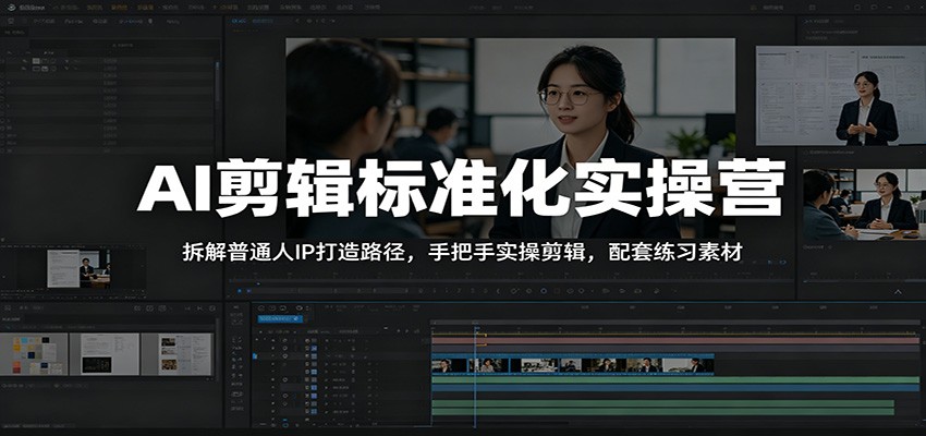 AI剪辑标准化实操营：拆解普通人IP打造路径，手把手实操剪辑，配套练习素材-智点网