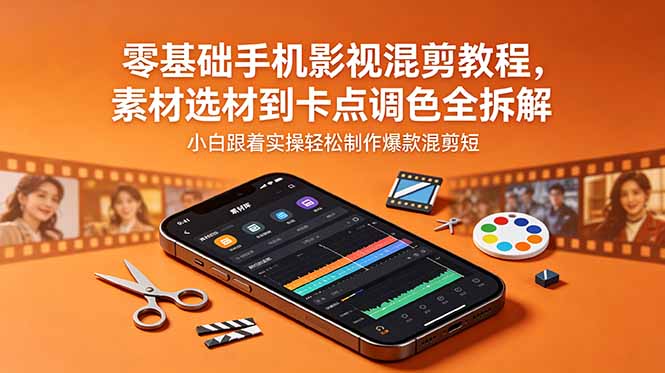 零基础手机影视混剪教程，素材选材到卡点调色全拆解，小白跟着实操轻松制作爆款混剪短片-智点网