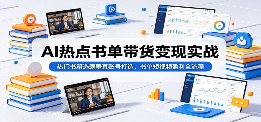 AI热点书单带货变现实战：热门书籍选题垂直账号打造，书单短视频盈利全流程-智点网