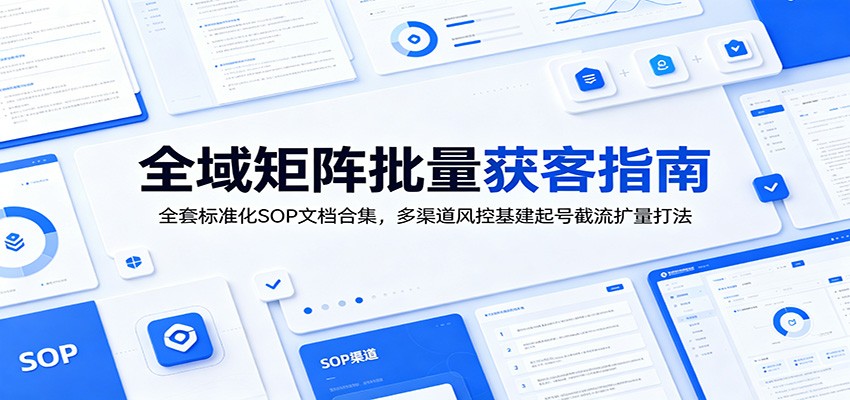 全域矩阵批量获客指南：全套标准化SOP文档合集，多渠道风控基建起号截流扩量打法-智点网