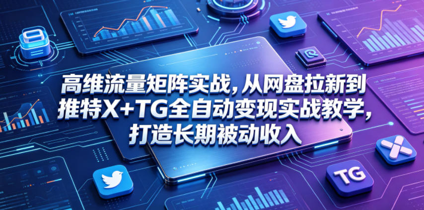 高维流量矩阵实战，从网盘拉新到推特X+TG全自动变现实战教学，打造长期被动收入-智点网