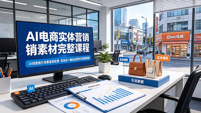 AI电商实体营销素材完整课程，AI创意短片完美复刻实景，实体店一键生成宣传引流短视频-智点网