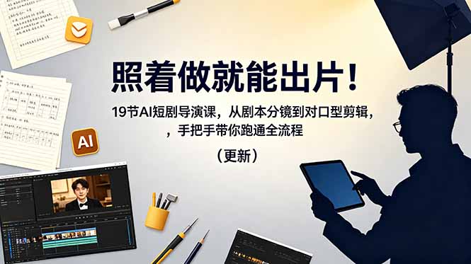 照着做就能出片！19节AI短剧导演课，从剧本分镜到对口型剪辑，手把手带你跑通全流程(更新-智点网