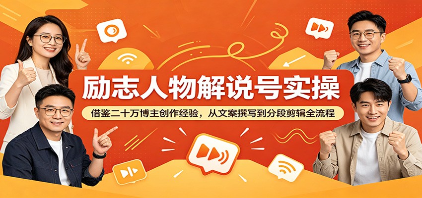 励志人物解说号实操：借鉴二十万博主创作经验，从文案撰写到分段剪辑全流程-智点网