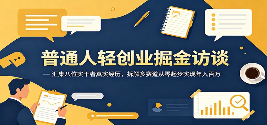 普通人轻创业掘金访谈：汇集八位实干者真实经历，拆解多赛道从零起步实现年入百万-智点网