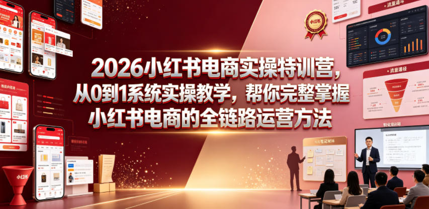 2026小红书电商实操特训营，从0到1系统实操教学，帮你完整掌握小红书电商的全链路运营方法-智点网
