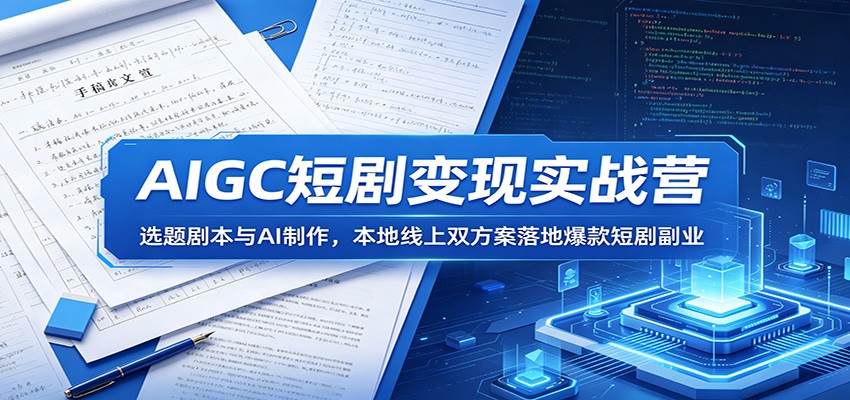AIGC短剧变现实战营：选题剧本与AI制作，本地线上双方案落地爆款短剧副业-智点网