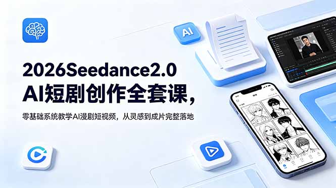 2026Seedance2.0AI短剧创作全套课，零基础系统教学AI漫剧短视频，从灵感到成片完整落地-智点网