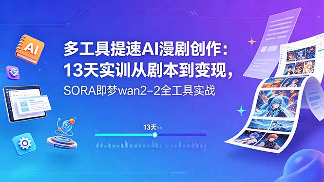 多工具提速AI漫剧创作：13天实训从剧本到变现，SORA即梦wan2-2全工具实战-智点网