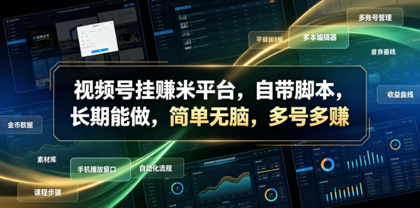 视频号挂賺米平台，自带脚本，长期能做，简单无脑，多号多賺【揭秘】-智点网