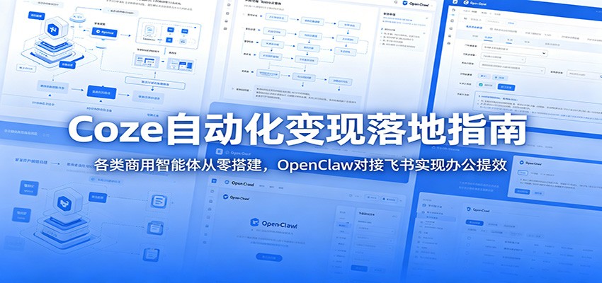 Coze自动化变现落地指南：各类商用智能体从零搭建，OpenClaw对接飞书实现办公提效-智点网
