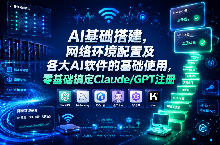AI基础搭建，网络环境配置及各大AI软件的基础使用，零基础搞定Claude/GPT注册-智点网
