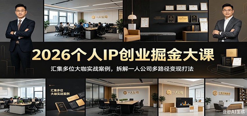 2026个人IP创业掘金大课：汇集多位大咖实战案例，拆解一人公司多路径变现打法-智点网
