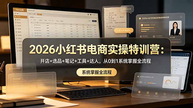 2026小红书电商实操特训营：开店+选品+笔记+工具+达人，从0到1系统掌握全流程-智点网