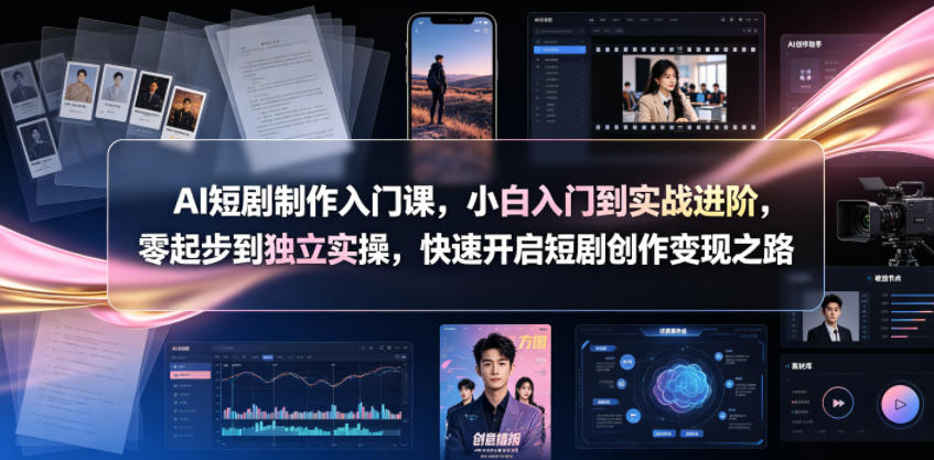 AI短剧制作入门课，小白入门到实战进阶，零起步到独立实操，快速开启短剧创作变现之路-智点网