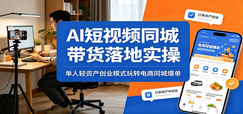 AI短视频同城带货落地实操：单人轻资产创业模式玩转电商同城爆单-智点网