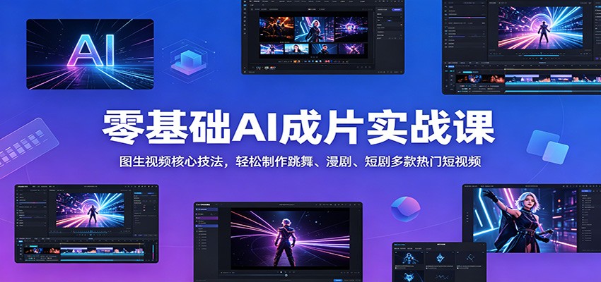 零基础AI成片实战课：图生视频核心技法，轻松制作跳舞、漫剧、短剧多款热门短视频-智点网