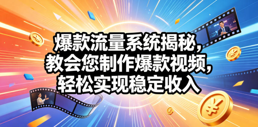 爆款流量系统揭秘，教会您制作爆款视频，轻松实现稳定收入【原创双语字幕】-智点网