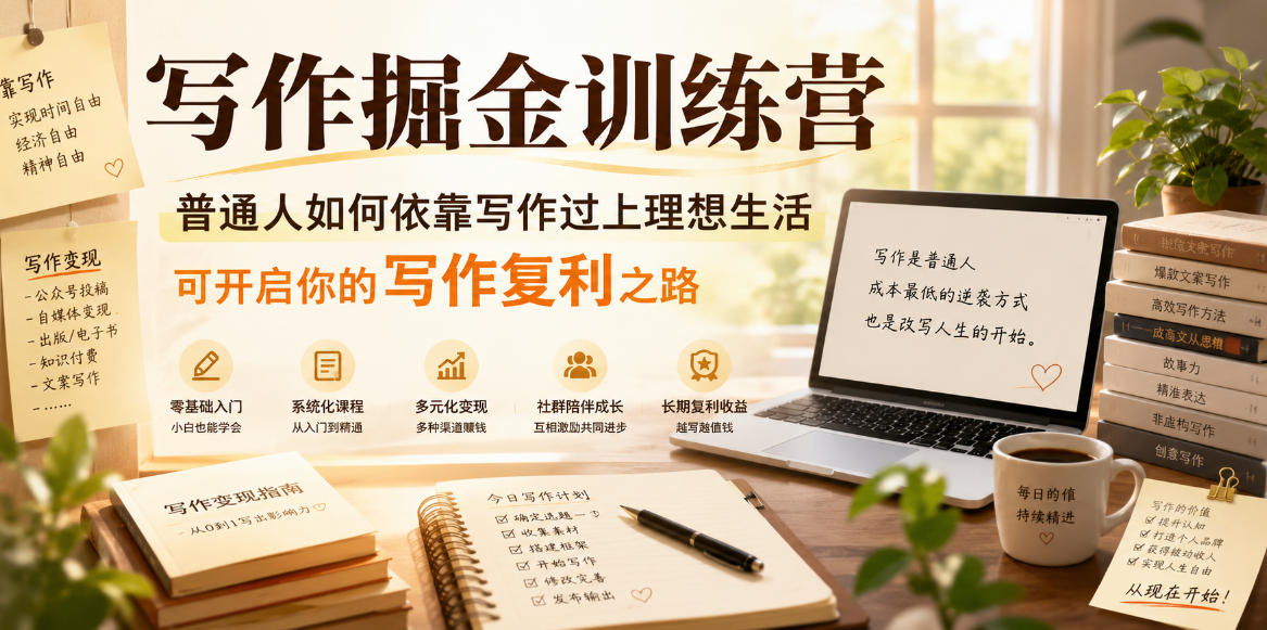 写作掘金训练营，普通人如何依靠写作过上理想生活，可开启你的写作复利之路(更新6月)-智点网
