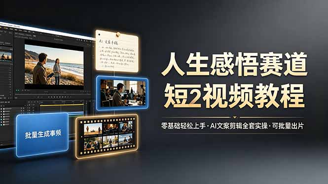 人生感悟赛道短视频教程，零基础轻松上手，AI文案剪辑全套实操可批量出片-智点网