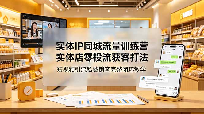 实体IP同城流量训练营：实体店零投流获客打法，短视频引流私域锁客完整闭环教学-智点网