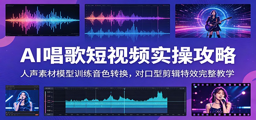 AI唱歌短视频实操攻略：人声素材模型训练音色转换，对口型剪辑特效完整教学-智点网