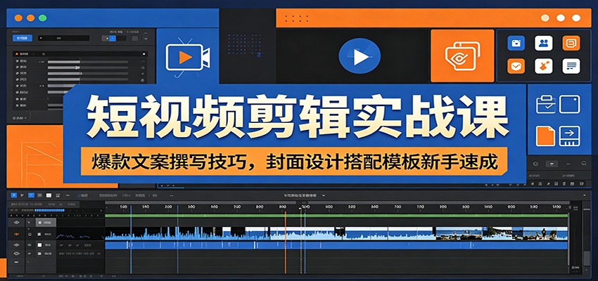 短视频剪辑实战课：爆款文案撰写技巧，封面设计搭配模板新手速成-智点网