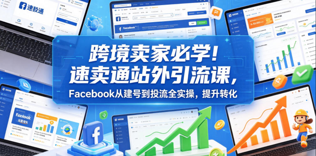 跨境卖家必学！速卖通站外引流课，Facebook从建号到投流全实操，提升转化-智点网