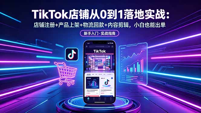 TikTok店铺从0到1落地实战：店铺注册+产品上架+物流回款+内容剪辑，小白也能出单-智点网
