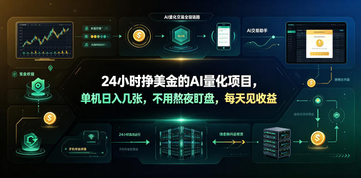 24小时挣美金的AI量化项目，单机日入几十美刀，不用熬夜盯盘，每天见收益【揭秘】-智点网