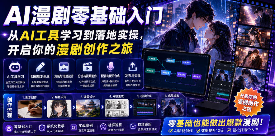 AI漫剧零基础入门，从AI工具学习到落地实操，开启你的漫剧创作之旅-智点网