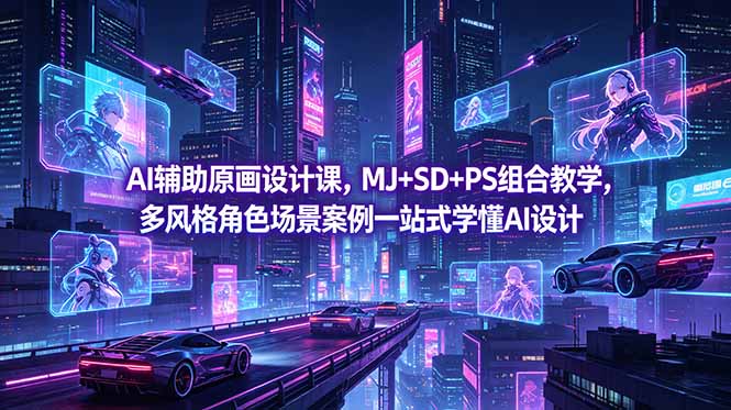 AI辅助原画设计课，MJ+SD+PS组合教学，多风格角色场景案例一站式学懂AI设计-智点网