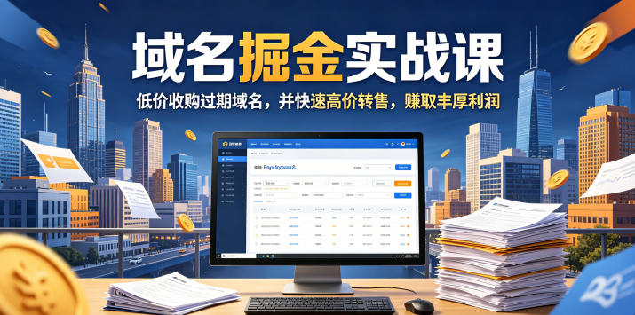 域名交易掘金实战课，低价收购过期域名，并快速高价转售，賺取丰厚利润【原创双语字幕】-智点网