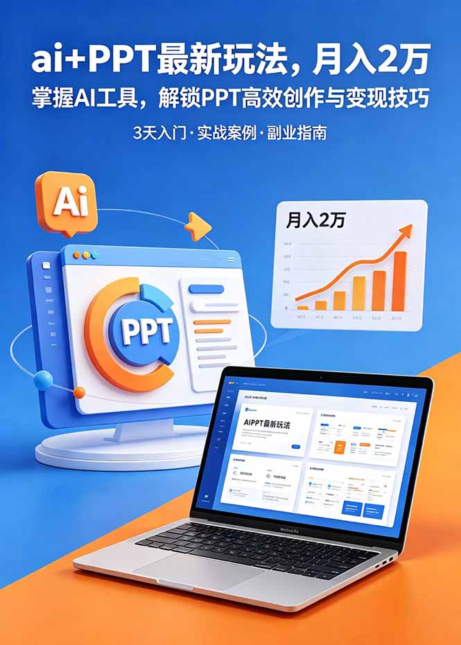 ai+PPT最新玩法，月入2万掌握AI工具，解锁PPT高效创作与变现技巧3天入门，实战案例·副业指南-智点网