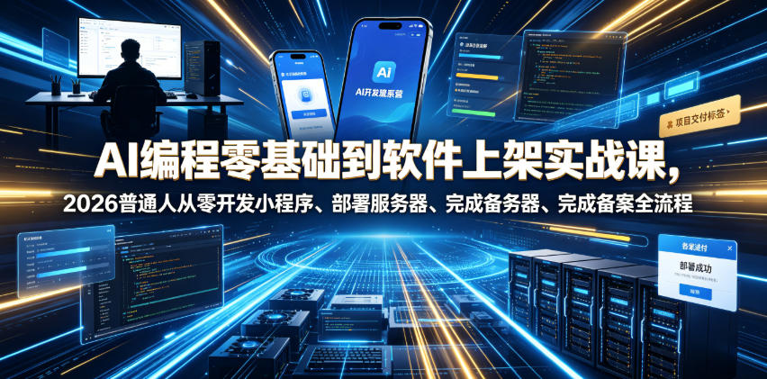 AI编程零基础到软件上架实战课，2026普通人从零开发小程序、部署服务器、完成备案全流程项目落地教程-智点网