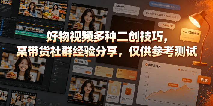 好物视频多种二创技巧，某带货社群经验分享，仅供参考测试-智点网