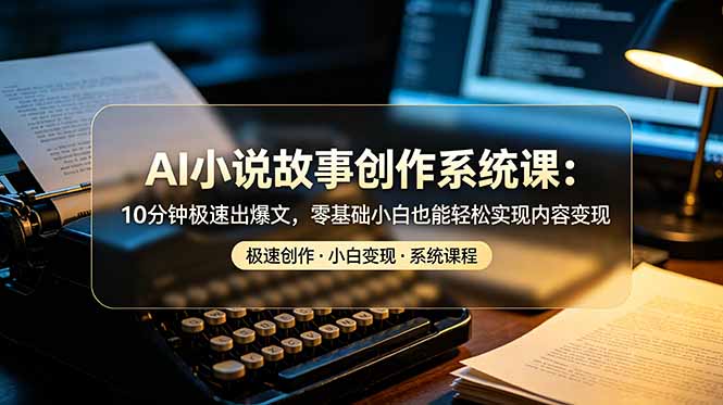 AI小说故事创作系统课：10分钟极速出爆文，零基础小白也能轻松实现内容变现-智点网