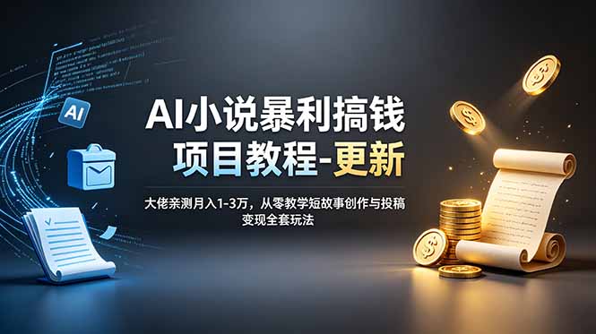 AI小说暴利搞钱项目教程-更新，大佬亲测月入1-3万，从零教学短故事创作与投稿变现全套玩法-智点网