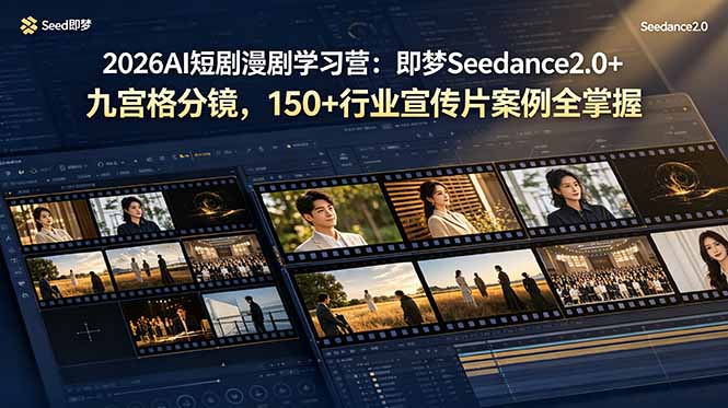 2026AI短剧漫剧学习营：即梦Seedance2.0+九宫格分镜，150+行业宣传片案例全掌握-智点网