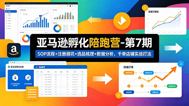 亚马逊孵化陪跑营-第7期：SOP流程+注册避坑+选品梳理+数据分析，千单店铺实战打法-智点网