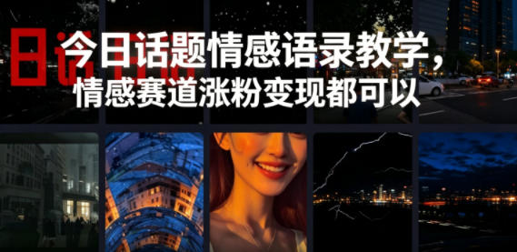 今日话题情感语录教学，情感赛道涨粉变现都可以-智点网