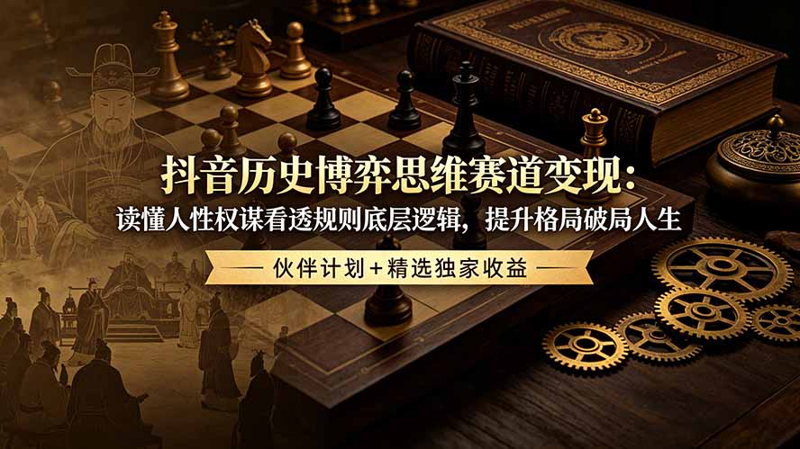 抖音历史博弈思维赛道变现：读懂人性权谋看透规则底层逻辑，提升格局破局人生，伙伴计划+精选独家收益-智点网