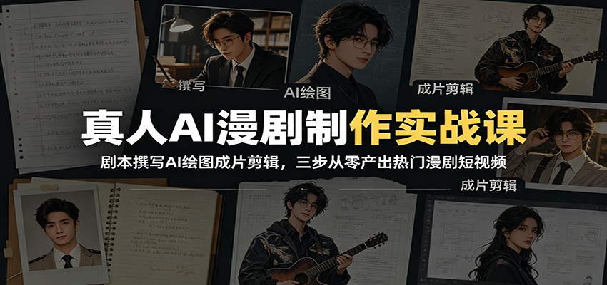 真人AI漫剧制作实战课：剧本撰写AI绘图成片剪辑，三步从零产出热门漫剧短视频-智点网