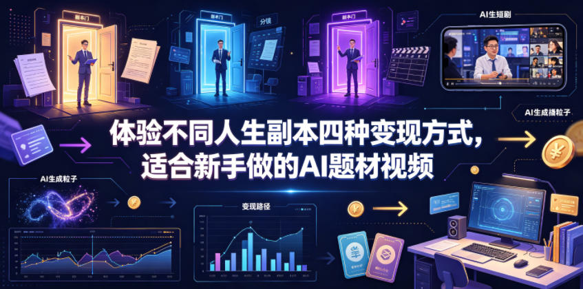 体验不同人生副本四种变现方式，适合新手做的AI题材视频-智点网